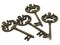 4 69mm Antique Bronze Ornate Metal Skeleton Key Charms